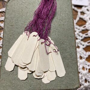 25 Vintage Jewelry tags Purple String Aged Dennison Jewelry Tag Boutiqe